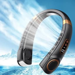 2026 Portable Neck Fan USB Handheld Mute LED Digital Display Leafless Mini Electric Colorful Atmosphere Lights 5th Gear