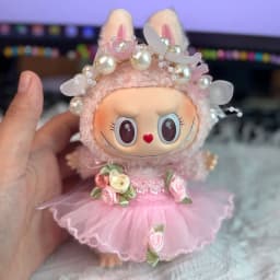 For Labubu Doll Clothing Strap Pants with Mini Headphones and Mini Camera 17cm Clothing Shoes Doll DIY Accessories Training Sit