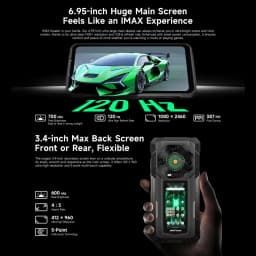 Ulefone Armor 33 Pro Rugged Phone 5G Dual Screen 6.95" 120Hz 16GB+512GB 25500mAh Battery 66W 64MP Night Vision NFC Smartphone