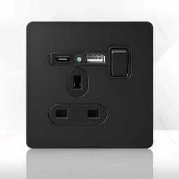 86 Type Retro Switch 1-4 Gang 2 Way Wall Light Brass Lever Toggle Switch Black Matte Stainless Steel Panel EU FR Power Outlet