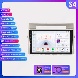 2 din Carplay Android Auto Radio For Toyota Corolla Verso AR10 2004-2009 Car Multimedia GPS autoradio RDS DSP 4G Octa Core 7862