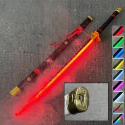 40in Demon Slayer Agatsuma Zenitsu Katana LED Mist Original Sabre Vapor Cosplay Accessories Prop Wood Schwert Vapour Toy Gift