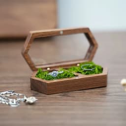 Blank Walnut Jewelry Storage Ring Box Engagement and Wedding Ring Holder Gift for Couples, Brides, and Grooms Ring Box With Bag