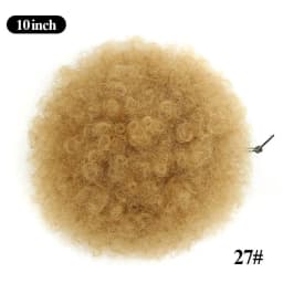 1PC Women's 10-Inch Afro Kinky Curly Synthetic Ponytail Extension with Drawstring Basic Style Afro Puff Hair Bun Wig Daily U