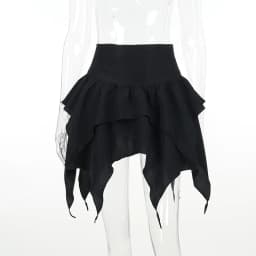 Gothic Punk Irregular Skirts New Sexy Women Solid Color Drawstring Tie-Up Ruched Ruffles Mini Skirt Summer Fashion Short Skirts
