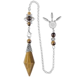 Natural Stone Crystal Pendulum for Reiki Divination 12 Facet Hexaonal Points with Dream Catcher Chain Spiritual Pendulos X072