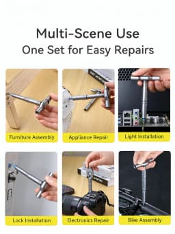Multifunctional Ratchet Screwdriver Set 38 In 1 T Handle Magnetic S2 Steel Bits For Motorcycle Car DIY Repair Hand Tools