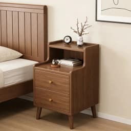 Modern New Chinese Style Nightstand - Narrow Solid Wood Bedside Table with Storage Drawer, Minimalist Bedroom Furniture