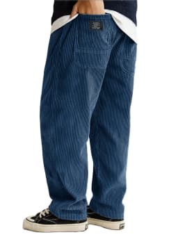 Autumn Winter Fashion Men's Solid Color Simple Basic Casual Trendy Loose Wide Leg Straight Corduroy Trousers Male Pants Clothes