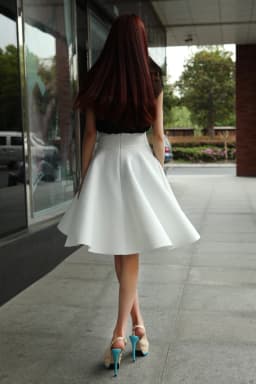 Spring New plus Size White Midi A-Line Skirt Pleated Retro Puffy Umbrella Half-length Slimming Skirt Women's Fashion