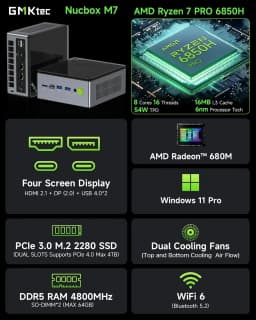 GMKtec Mini PC K11 K8 PLUS M7 AMD Ryzen R9 8945HS R7 8845HS 6850H Windows 11 WiFi6 2*DDR5 USB4.0 2.5G LAN OCulink Gamer Computer