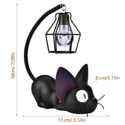 ZK50 Cute Black Cat Night Light Resin Craft Desktop Lamp Room Table Decoration Gift (Black Eyes)