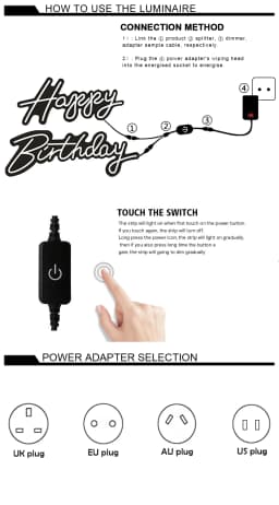Happy Birthday Neon Sign 45-76cm Customized Size with Dimmable Silicone LED Neon and Clear Acrylic Backer Birthday Party Lights