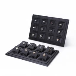 Black Faux Leather Ring Display Column Riser Jewellery Holder Retail Showcase Stand Pawn Shop Counter Organizer Exhibition Rack