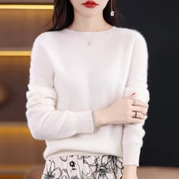 2026 New Cashmere Basic Top Long Sleeve Women O-Neck Knitted Sweater 100% Pure Merino Wool Pullover Clothing Knitwear Traf