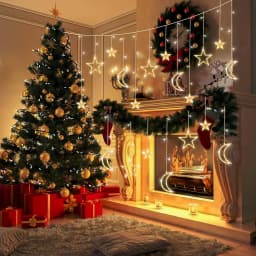 Star Moon String Light Battery Power Christmas Garland Fairy Lamp 3.5m LED Curtain Light for Garden Wedding Party Festival Decor