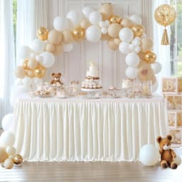 Polyester Table Skirt for Rectangle Tables Wrinkle Resistant Pleated Ruffle Table Cloth for Banquet, Wedding, Gift Dining Table