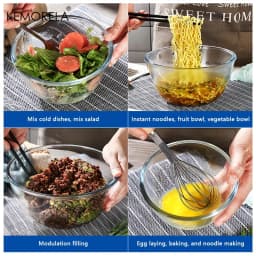 1PCS Deep Mixing Bowl - Heavy-Duty Glass Salad Bowl, Dishwasher & Oven Safe, Microwave Compatible for Baking Prep Bread Proofing