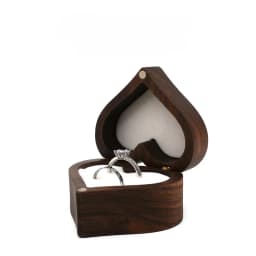 Classical Heart Shape Wedding Ceremony Ring Box Walnut Wood Jewelry Boxes Proposed Wedding Jewellery Storage Organizer Ring Box