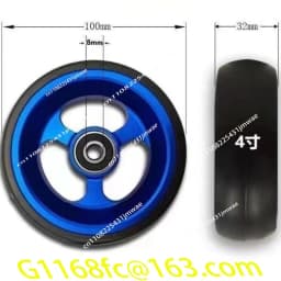 Wheelchair Front Wheel with Bearing 4 Inch Universal PU Solid Wheel Aluminum Alloy Material Bearing Aperture 8mm