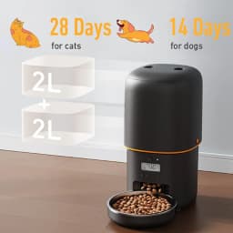 NITYERS 4L Automatic Cat Feeder, Smart Pet Food Dispenser with Key Control, Voice Recorder, Dual Power Supply, Timed Auto Dog Feeder with Stainless Steel Bowl