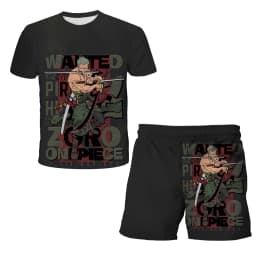2026 Boys' One Piece 3D T-shirt Set, Super Cool Luffy Zoro Summer Top + Shorts, Children's Short-Sleeve Birthday Gift for Boys