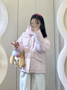 2025 Winter New Hooded Jacket Korean Loose Warm Thick Cotton Coat Women Printing Overcoat Quilted Coat Women Long Parkas Outwear