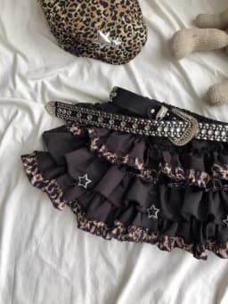 Kawaii Mini Cake Patchwork Leopard Skirt Womens Harajuku Sexy High Waist Ruffled Skirts Y2k Aesthetic Sweet Grunge Gothic Faldas