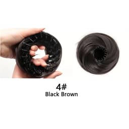 1PC Synthetic Hair Bun With Circle Elastic Clips Straight Donut Updo Hair Wig Bird's Nest Shaped Retractable Bun for Women