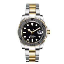 Custom Logo 40MM Luxury NH35 Automatic Watch Two Tone Gold Sapphire Glass Ceramic Bezel Men Diver Watches Male reloj hombre