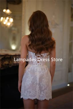 Unique Spaghetti Straps 3D Flower Lace Applique Wedding Dress Short/Sheath Custom Made Bridal Gown Vestido De Noival