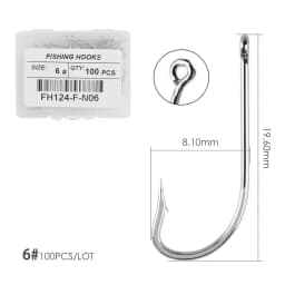 100pcs Silver Hooks High Carbon Steel Big Long Shank Fishing Hooks Sea Pint Hook Fishhook Set with Eyes Barb Fishing Accessories