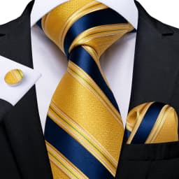 New Formal Ties Classic Blue Striped Necktie Handkerchief Cufflinks Gift For Men Wedding Tie Cravate Gravatas