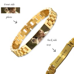 Personalized Engrave Photo Text Bracelet for Men Wristband Stainless Steel Bangle Engraving Color Printing Picture Couple Gifts