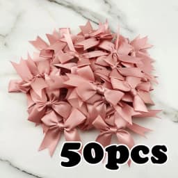 (50pcs) 1 inch Fresh Pink Ribbon Bows Polyester Satin Bow Flower DIY Craft Decoration