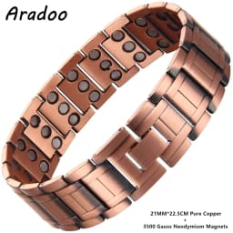 ARADOO Pure Copper Magnetic Bracelets for Men with Double-Row Strong Magnets Link Bracelet Jewelry Gifts