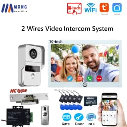 10 Inch Tuya Smart Wifi Video Intercom Doorbell with Electric Strike Lock 1080P 2 Wires Video Doorphone System Wireless for Home