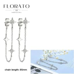 FLORATO 925 Sterling Silver Earrings Chain Tassel Pendant Earrings Zircon Silver Earrings for Women Trend Luxury Wedding Jewelry