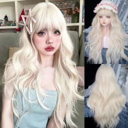 OLACARE Long Body Wave Black Brown Purple Cosplay Wigs Heat Resistant Synthetic Wigs Middle Part Natural Lolita LM Wigs Women