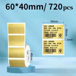 Thermal Gold Label Paper Sticker Barcode Waterpro of Oilproof No Carbon Tape Required Direct Printing Thermal Labels