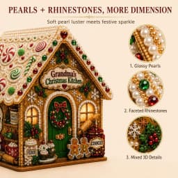 DIY Pearl Art Christmas House Diamond Painting Kit Gingerbread House Shape Xmas Hanging Ornament Set for Home Holiday Decor Gift