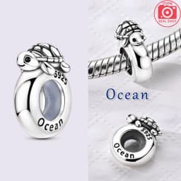 925 Sterling Silver Ocean Series Blue Turtle Starfish Shell Fit Original Bracelet Charms for Women diy Fine Jewelry Gifts