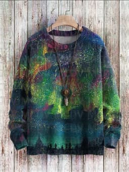 Multicolor Art Print Casual Knit Pullover Sweater Men's For Women's Pullover
