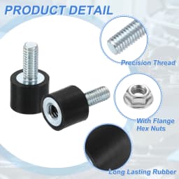 4Pcs M3 M4 M5 M6 M8 Rubber Mounts Cylindrical Anti Vibration Isolator Shock Absorber with Lock Nut for Generator Air Compressors