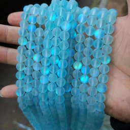 Round Loose Beads for Jewelry Making, Matte AB, Austrian Crystal, Glitter MoonStone, DIY Bracelet, 15 in Strands, 6mm, 8mm, 10mm