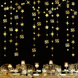 Rose Gold Happy Birthday Garlands Decorations Paper Circle Dots Star Hanging Streamer for 1st 16th 21st 30th 50th 70th Birthday