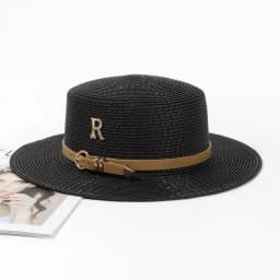 Rhinestone women's summer beach sunshade hat Braided straw sunblock hat French belt vintage top hat
