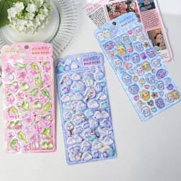 1 pc/4 pcs Cute Cartoon Birds Bear Drop 3D Relief Stickers Journaling DIY Diary Stationery Sticker Decor School Supplies