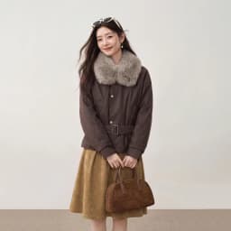SENTUBILA Women Winter 90% White Duck Down Jacket 2026 Office Ladies Commuter Warm Faux Fur Hooded Belt jacket Woman W64YD8064