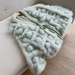 2025 New Style Real Fox Fur Coat Winter Women Loose Style Knitted Cardigan Jacket blended Thick Warm